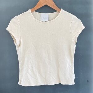 Reformation Cream Baby Tee Organic Cotton Fitted Minimalist Top Size S